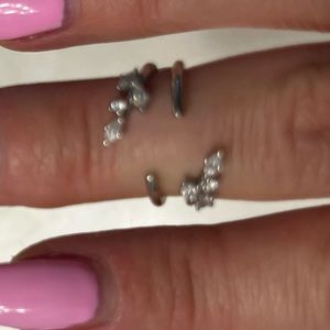 Ring enhancer double bands white gold wedding band moissanite open ring